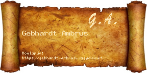 Gebhardt Ambrus névjegykártya